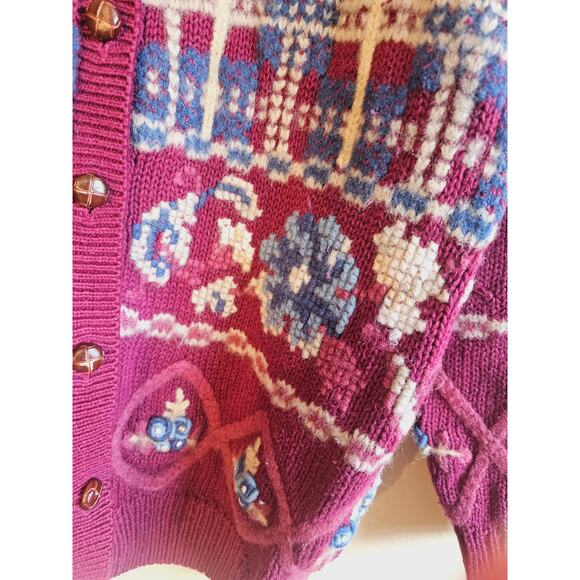 Vintage ID Distinctions knit floral cardigan wool blend - Picture 5 of 5